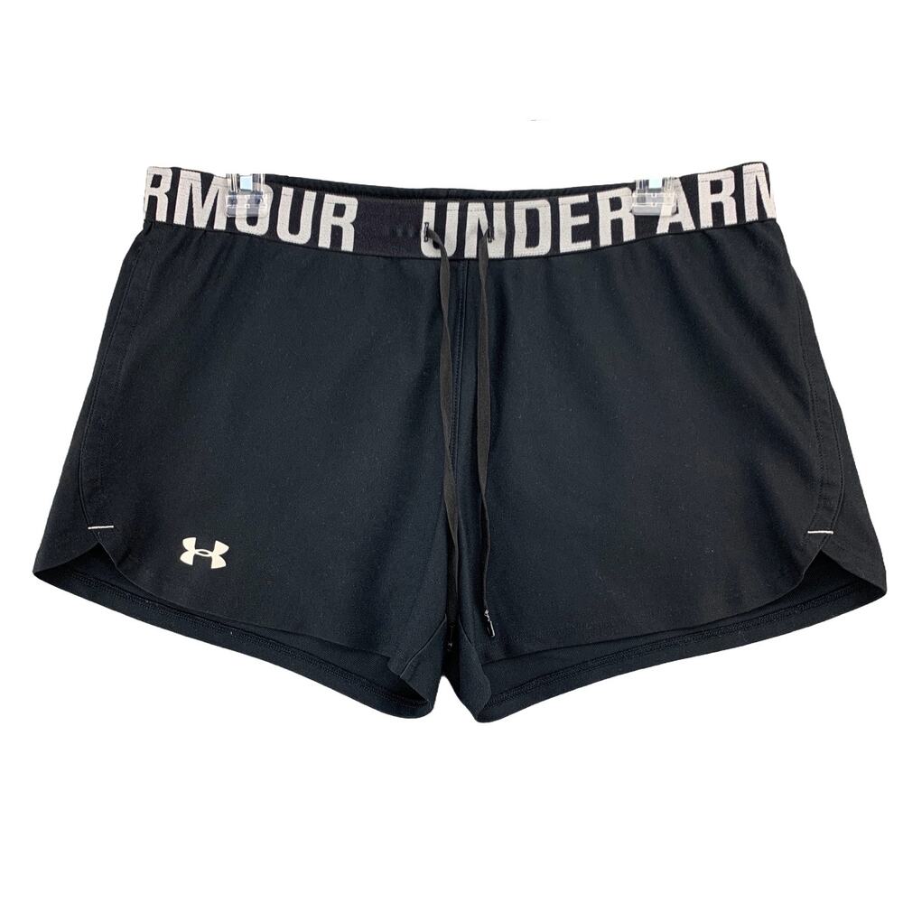 Under Armour HeatGear Athletic Shorts Women's Sz Medium Black Running Drawstring